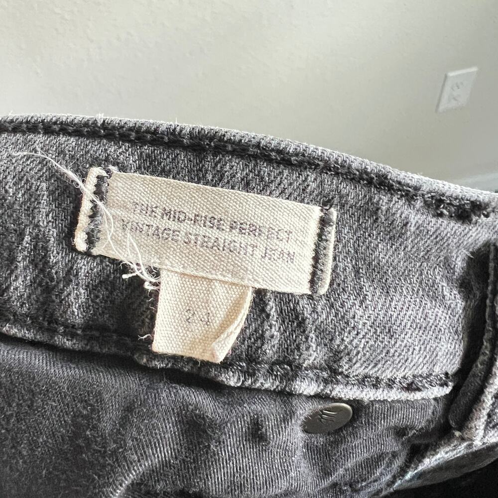 Madewell Mid Rise Perfect Vintage Straight Jean Women's 24 Black Distressed - Picture 7 of 9